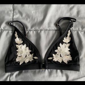 NWT PINK Black Embroidered Bralette XS
